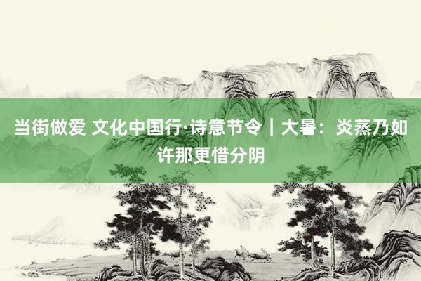 当街做爱 文化中国行·诗意节令｜大暑：炎蒸乃如许　那更惜分阴