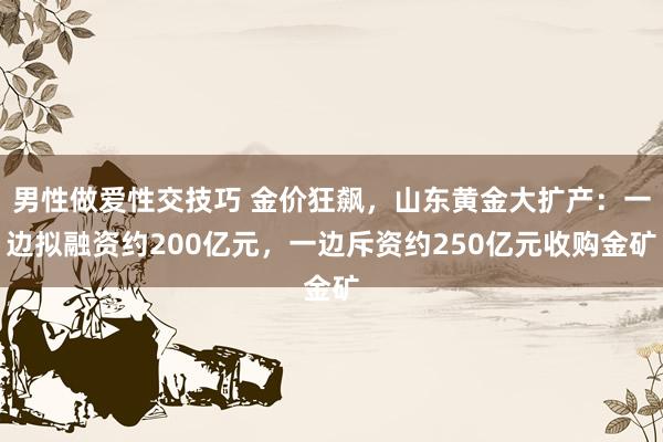男性做爱性交技巧 金价狂飙，山东黄金大扩产：一边拟融资约200亿元，一边斥资约250亿元收购金矿