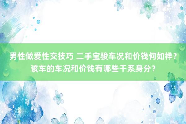男性做爱性交技巧 二手宝骏车况和价钱何如样？该车的车况和价钱有哪些干系身分？
