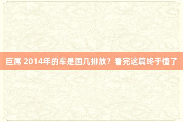 巨屌 2014年的车是国几排放？看完这篇终于懂了