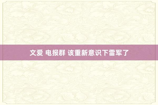 文爱 电报群 该重新意识下雷军了